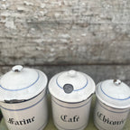 Set of  3 Vintage French Enamel Storage Tins