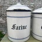 Set of  3 Vintage French Enamel Storage Tins