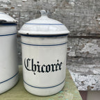 Set of  3 Vintage French Enamel Storage Tins