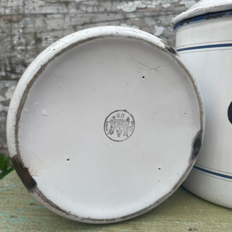 Set of  3 Vintage French Enamel Storage Tins