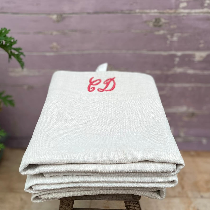 Vintage Monogrammed French Linen Tourchon