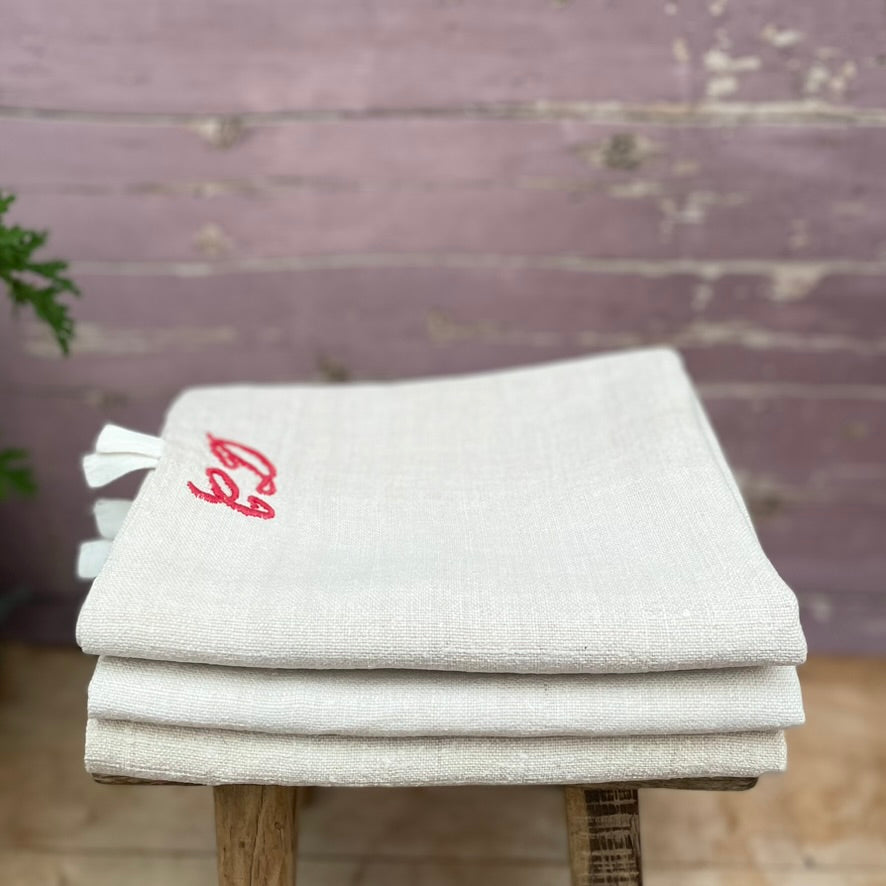 Vintage Monogrammed French Linen Tourchon