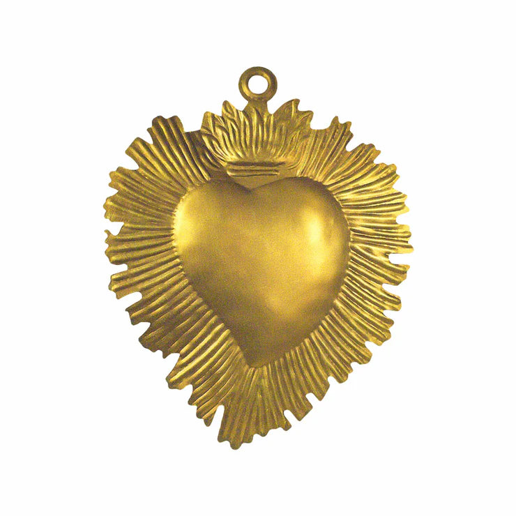 Milagro Large Flaming Heart With Crown