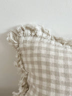 Oblong Ruffle Edged Natural Gingham Cushion