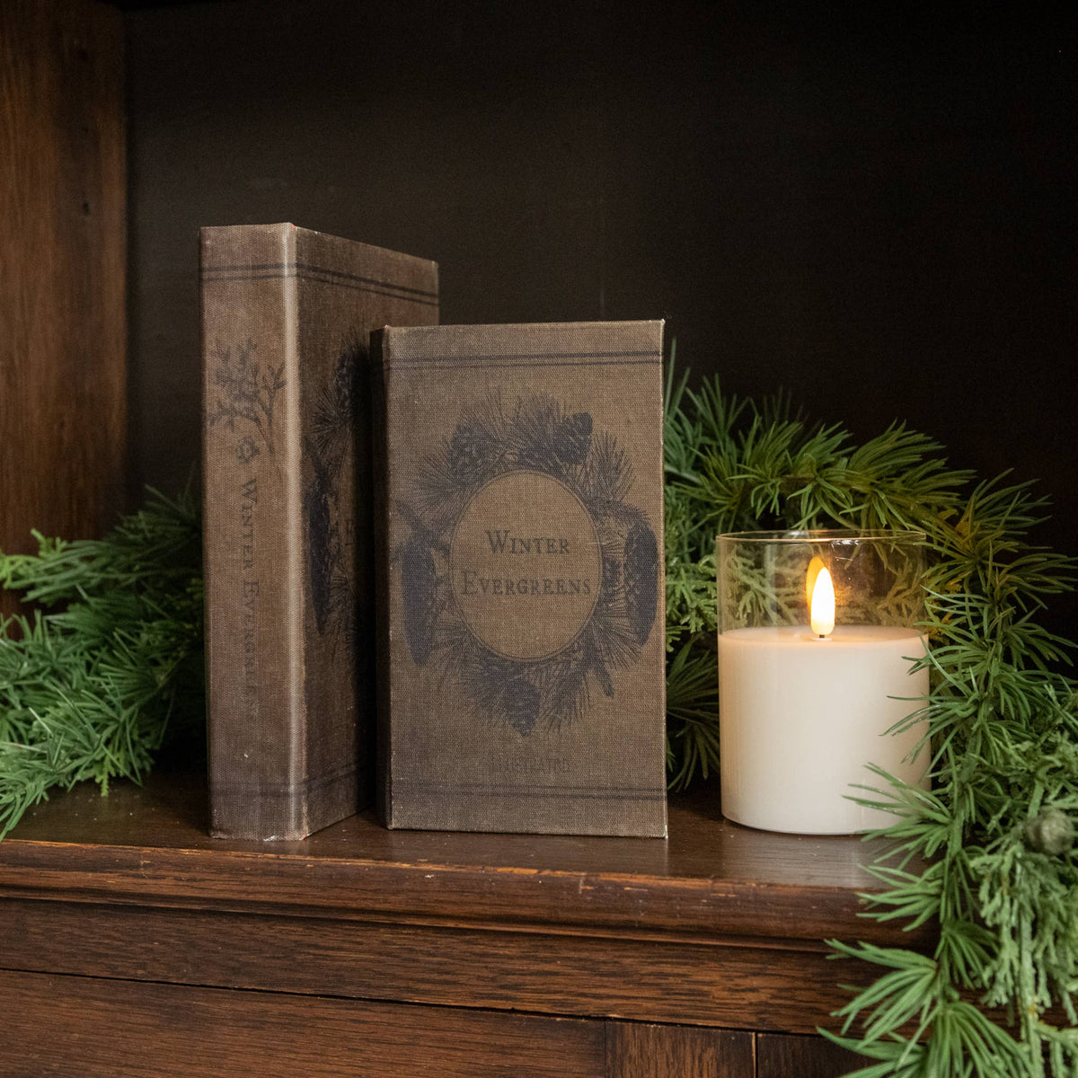 Vintage Book Journal ~ Winter Evergreens