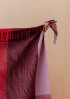 Recycled Wool Blanket in Burgundy Waffle Block Check