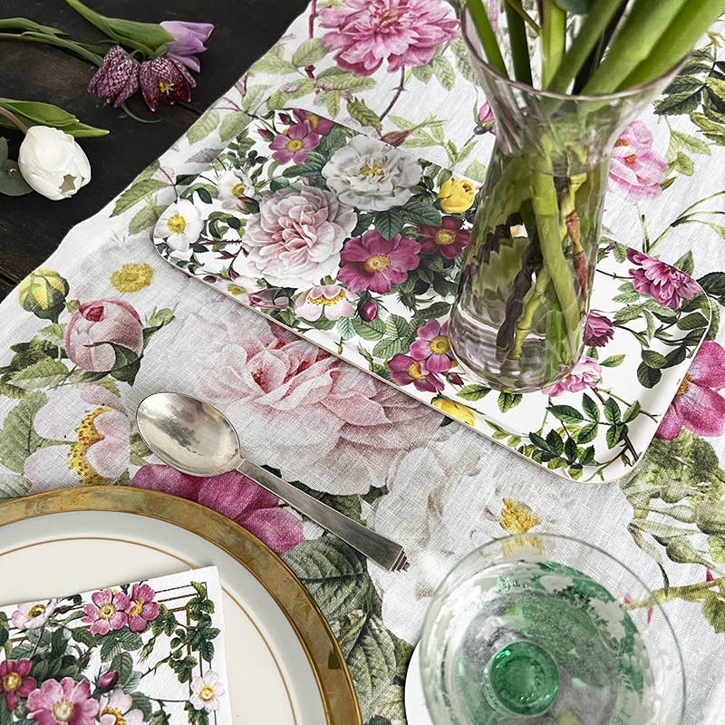 Linen Table Runner ~ Rose Garden