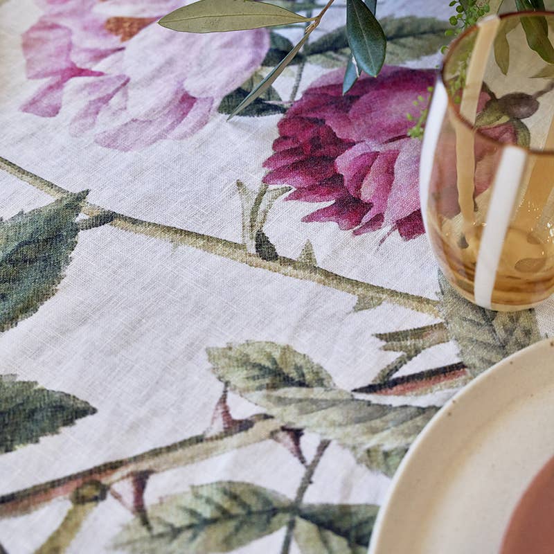 Linen Tablecloth ~ Rose Garden