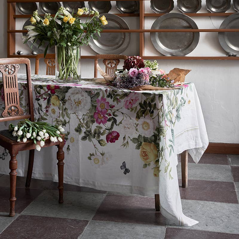 Linen Tablecloth ~ Rose Garden