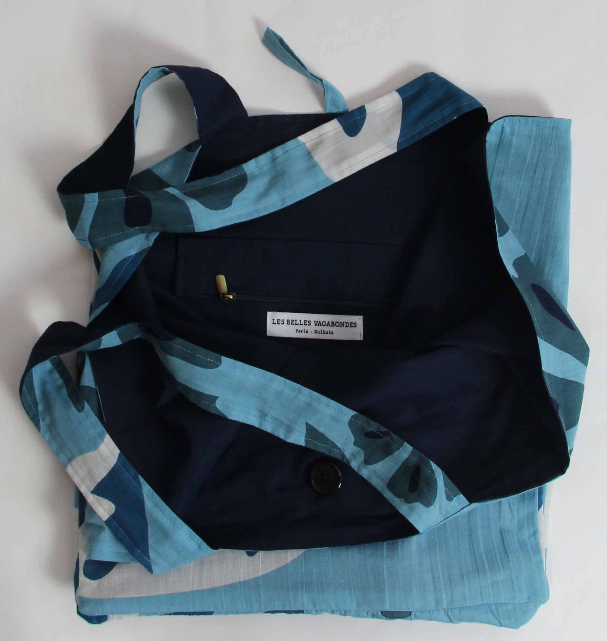 Les Belles Vagabondes Ecuador Blue Cotton Bucket Bag