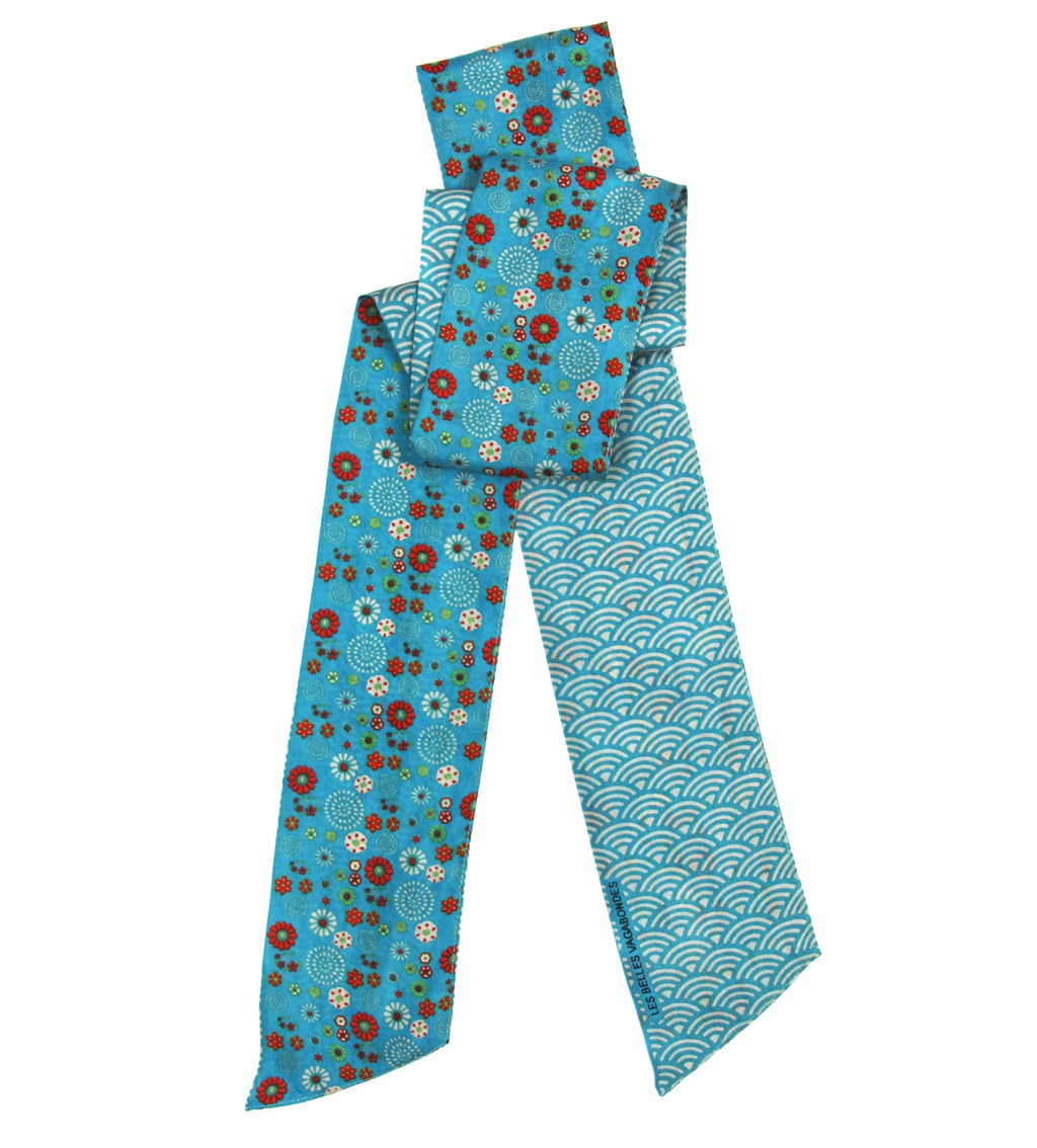 French Silk Headband Akiko Turquoise