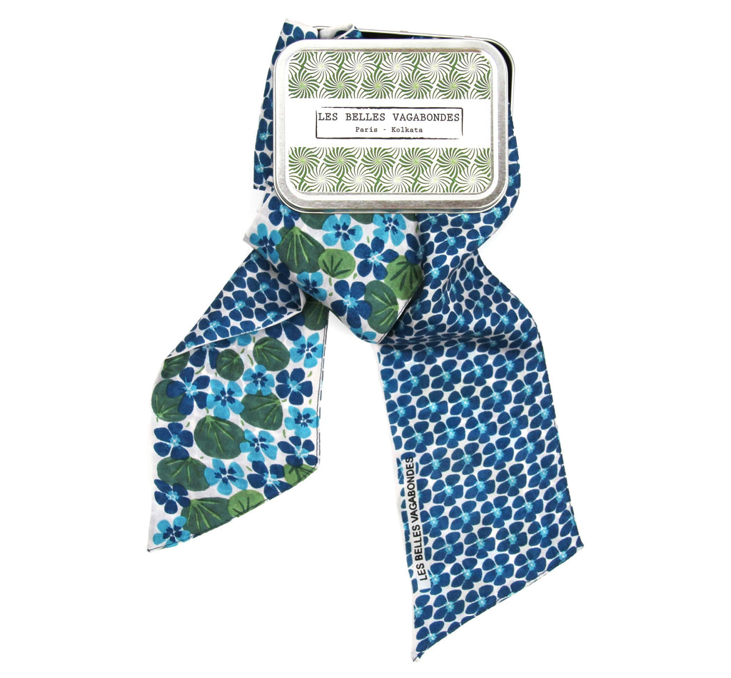 French Silk Headband Blue Petal