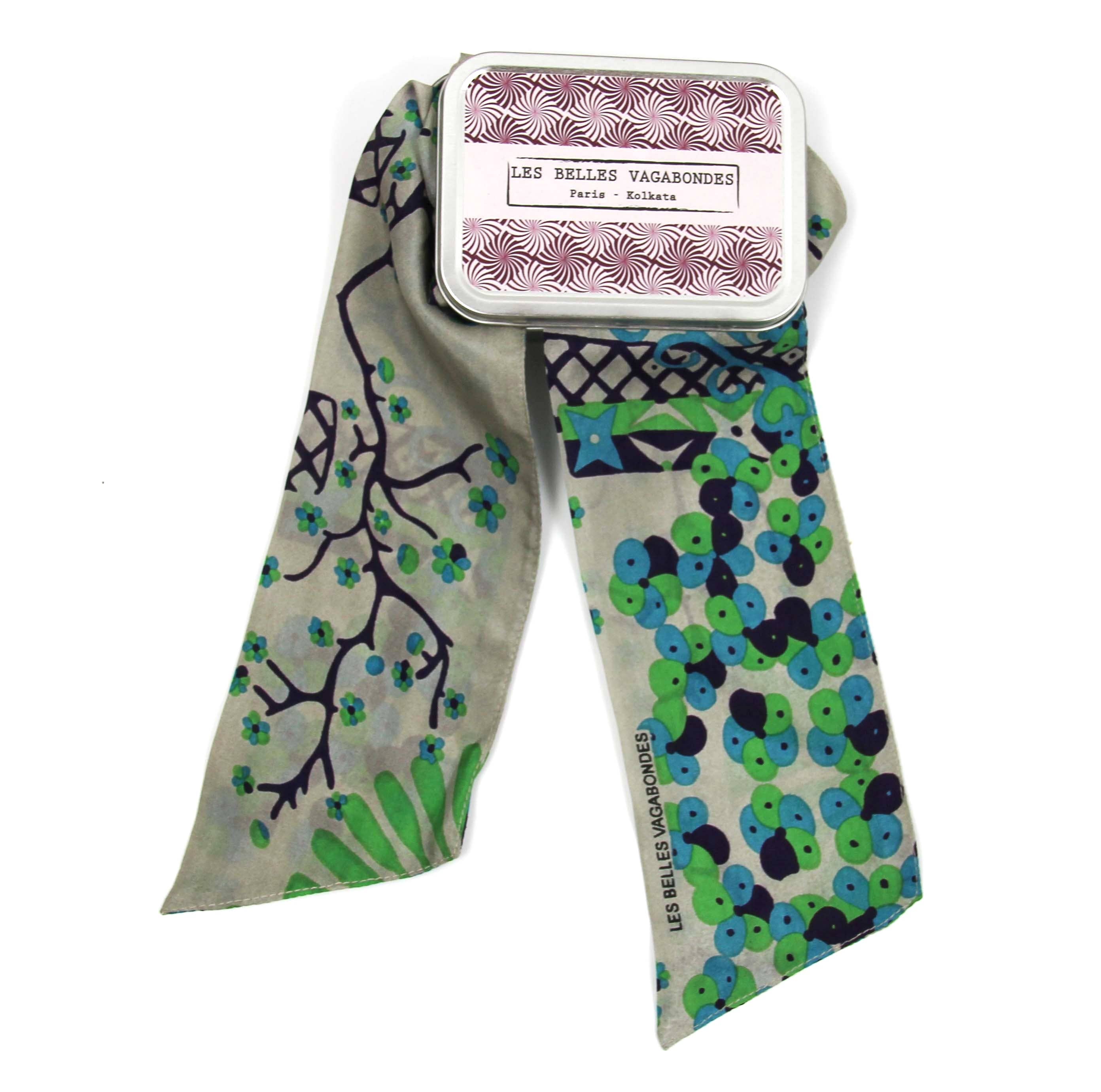 French Silk Headband Masami Green