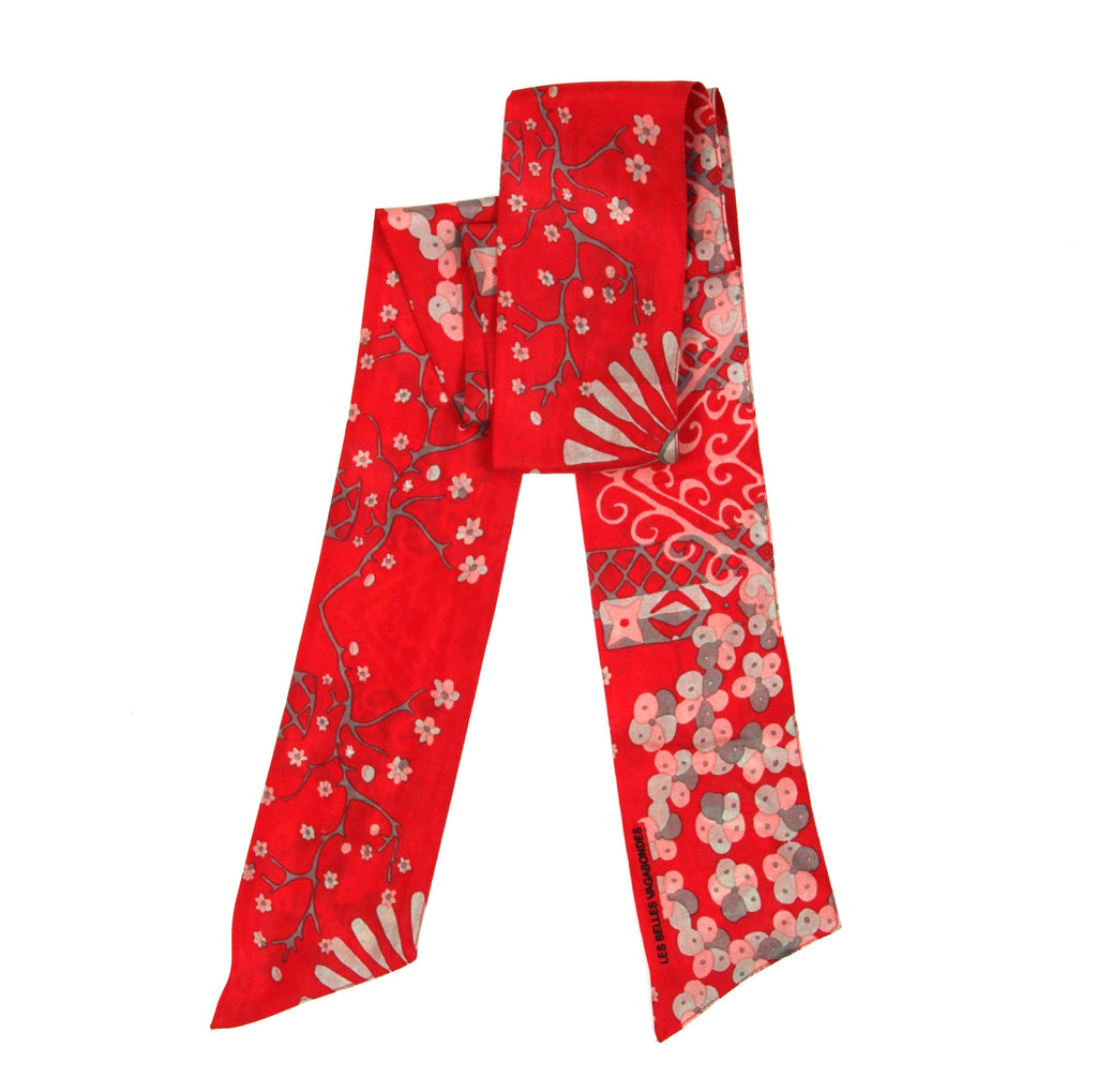 French Silk Headband Masami Red