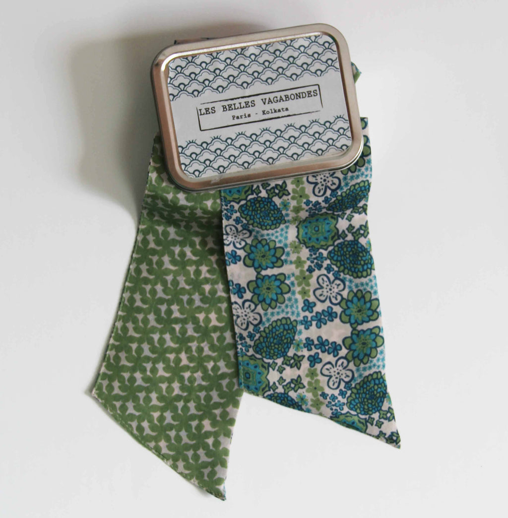 French Silk Headband Morea Bleu Blue