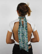 French Silk Headband Morea Bleu Blue