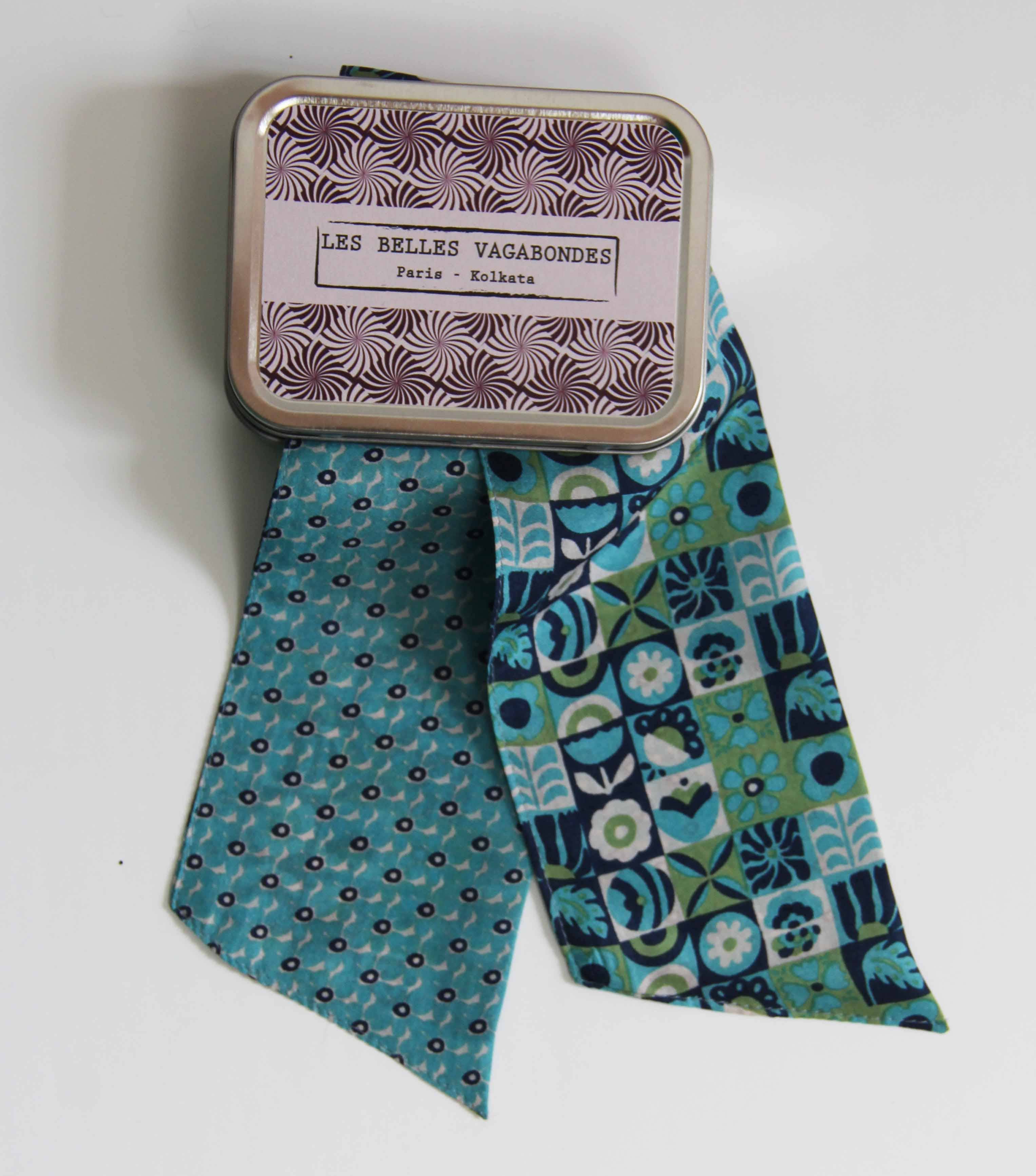 French Silk Headband Solveig Blue
