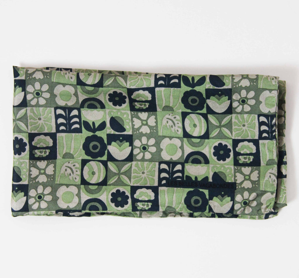 French Silk Scarf Astrid Khaki