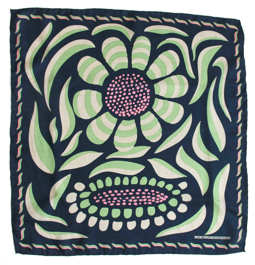 French Silk Scarf Forget-me-not Marine