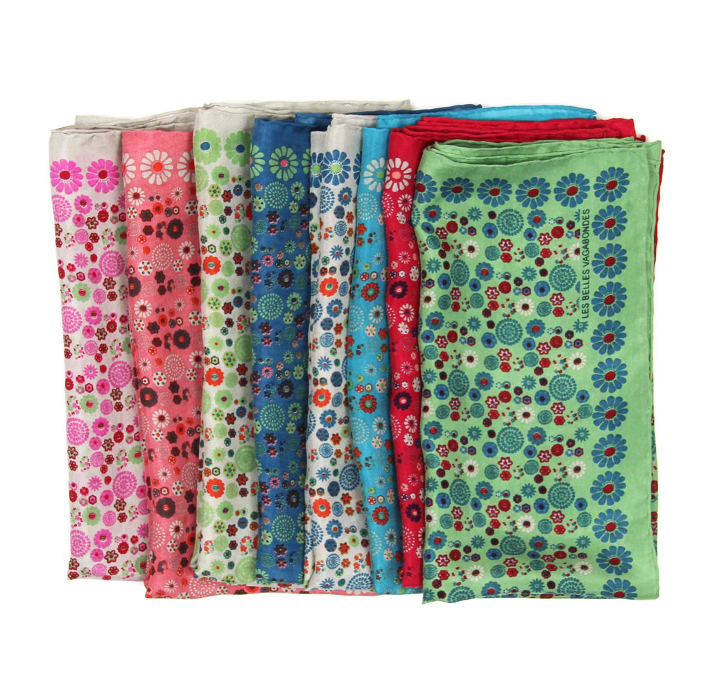 French Silk Scarf Hanami Red