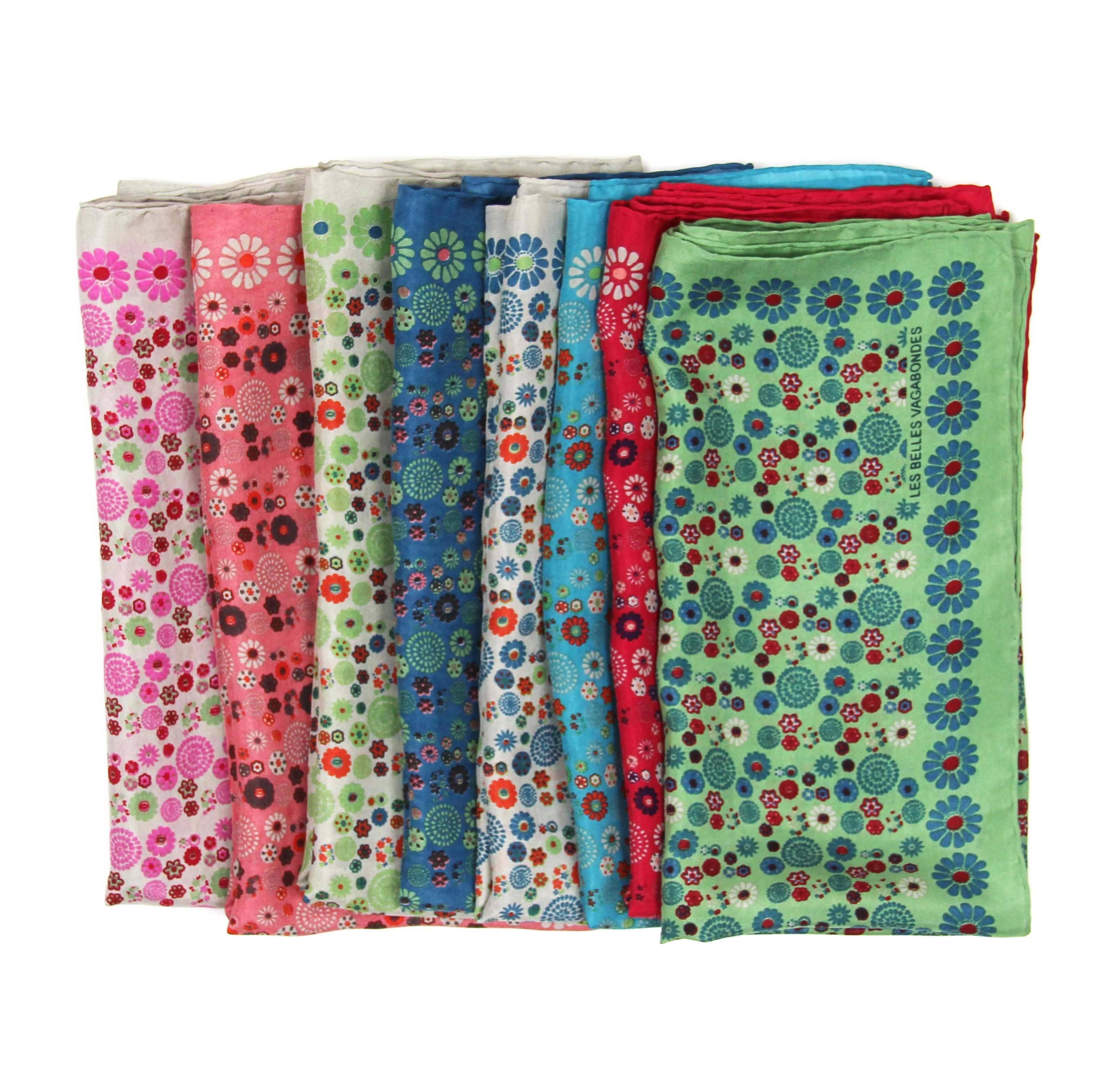 French Silk Scarf Hanami Red