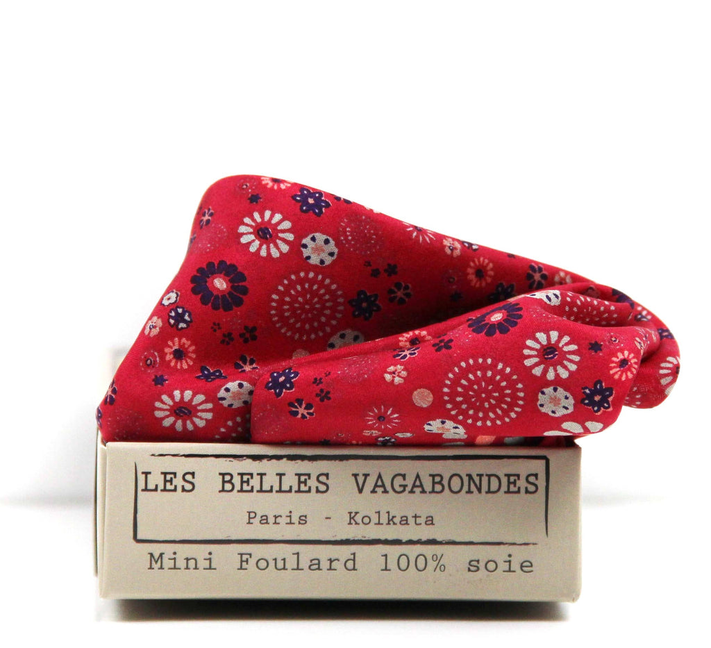 French Silk Scarf Hanami Red