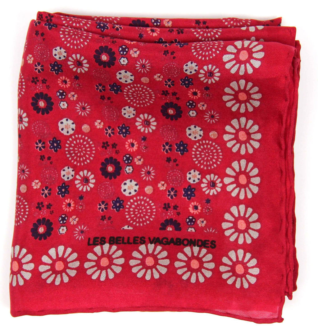 French Silk Scarf Hanami Red