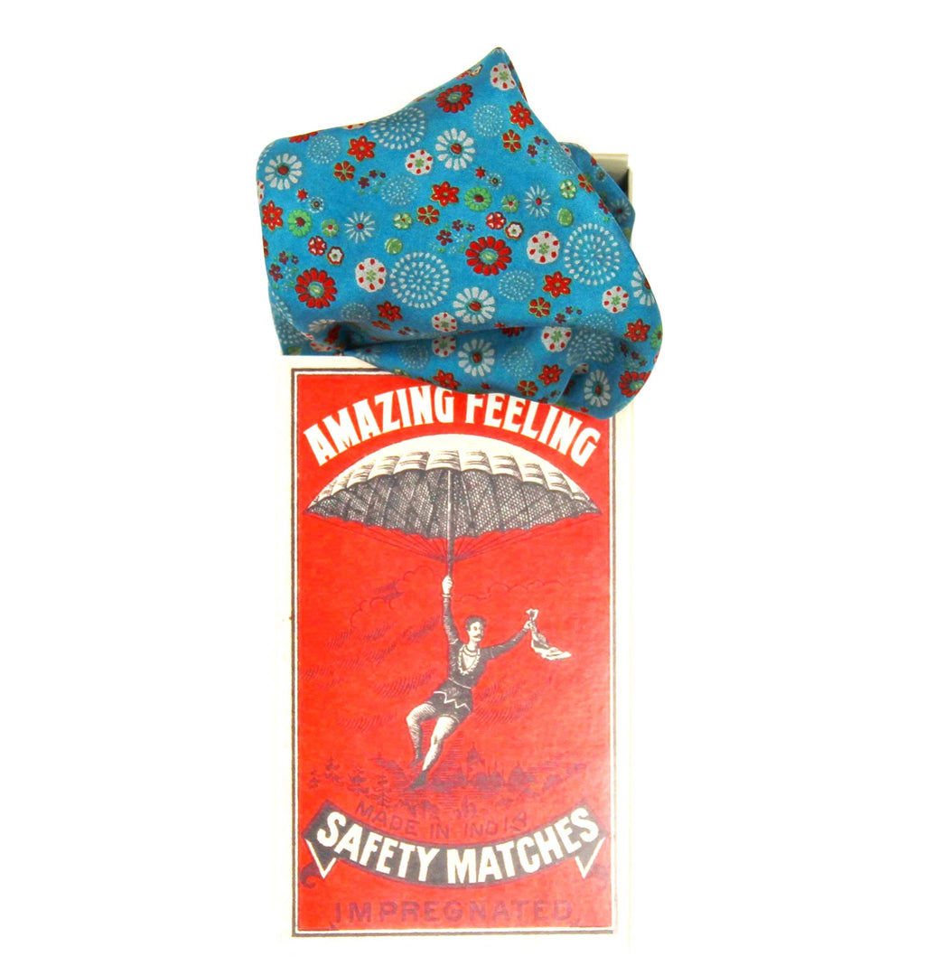 French Silk Scarf Hanami Turquoise
