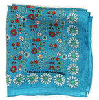 French Silk Scarf Hanami Turquoise