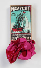 French Silk Scarf Peace and Love Fuchsia