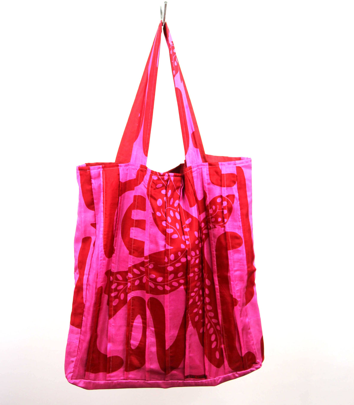 French Peace and Love Fuchsia Silk Musette Bag