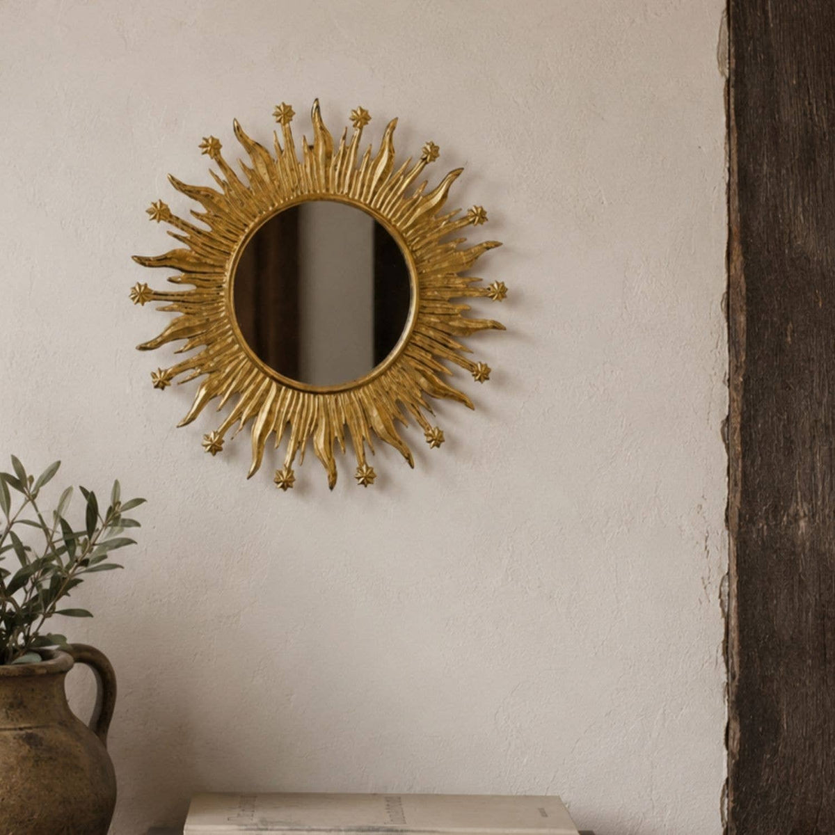 Gold Round Sunburst Mirror