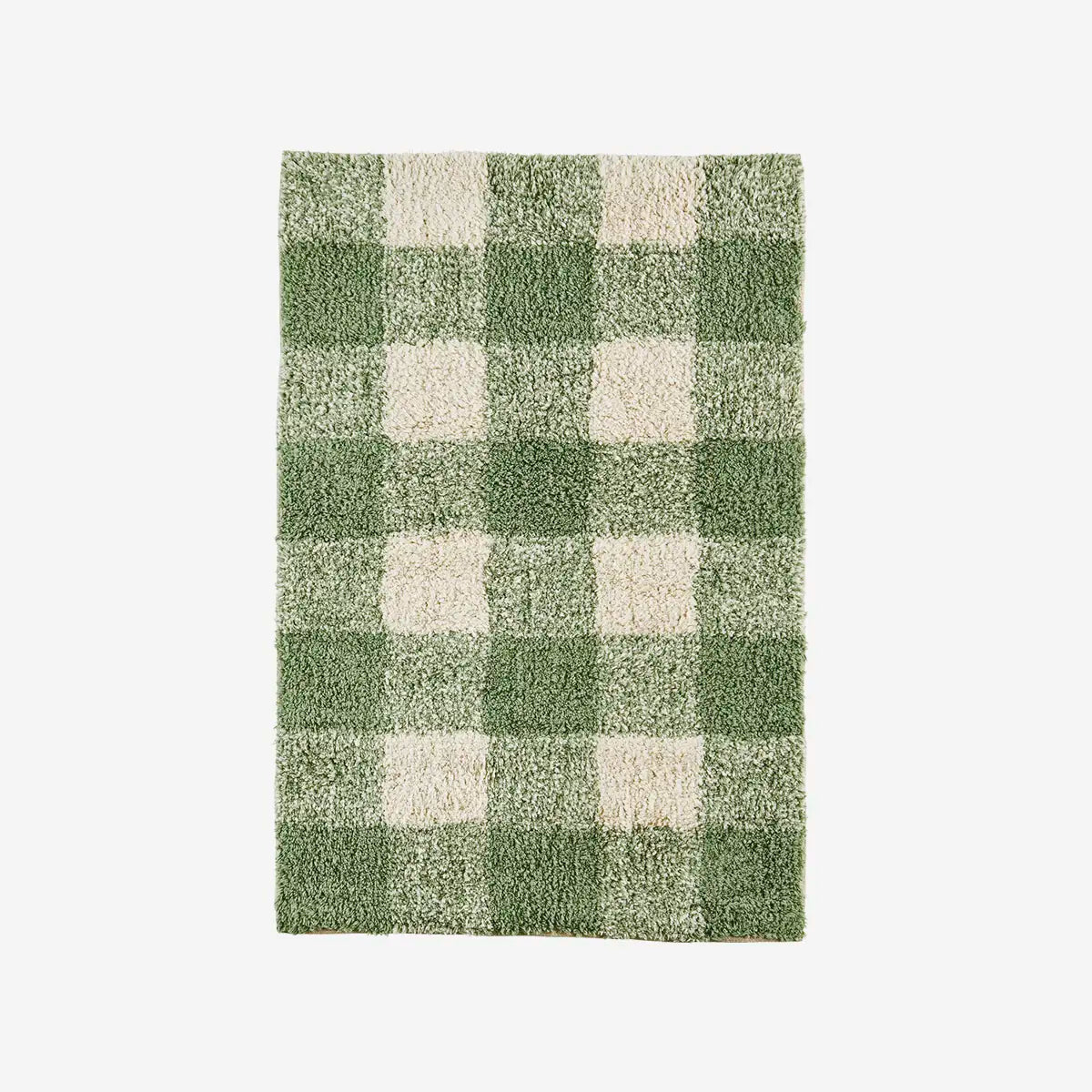 Madam Stoltz Green Gingham Bath Mat