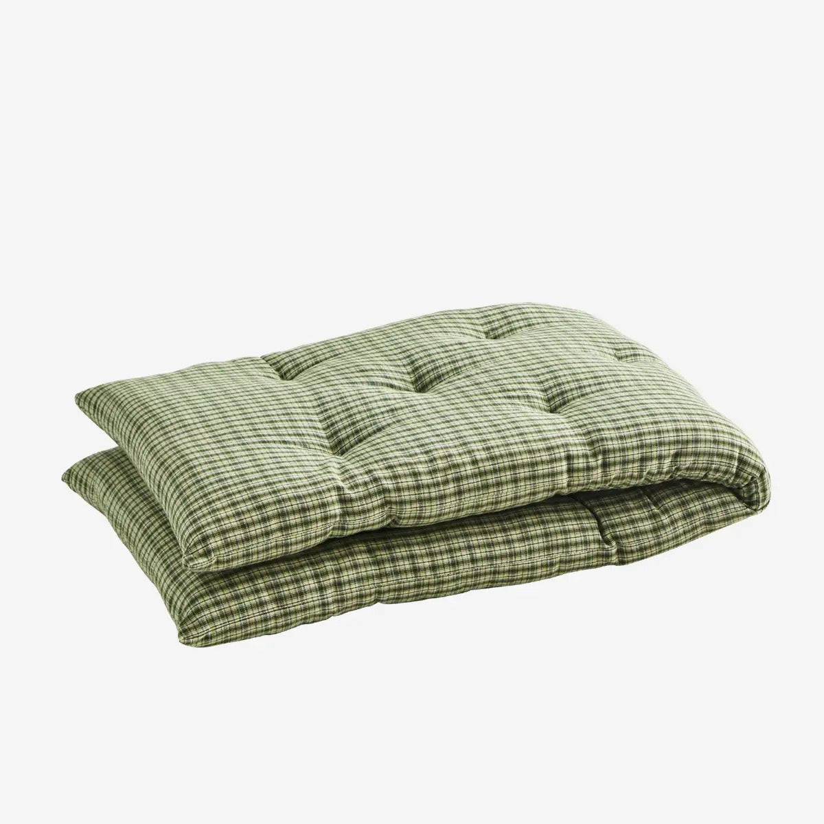 Madam Stoltz Printed Cotton Mattress Green Woven Checked