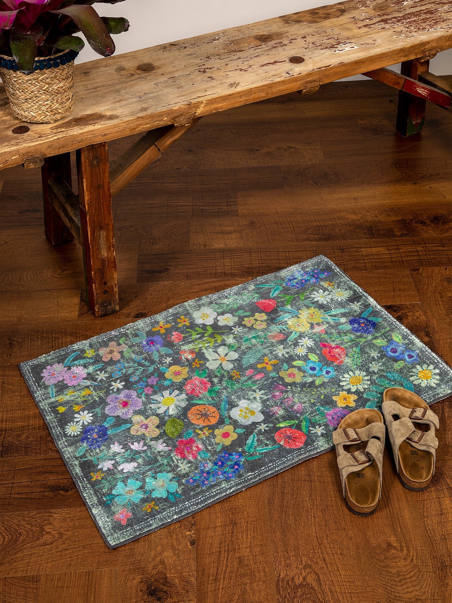 Natural Life Chenille Floral Mat
