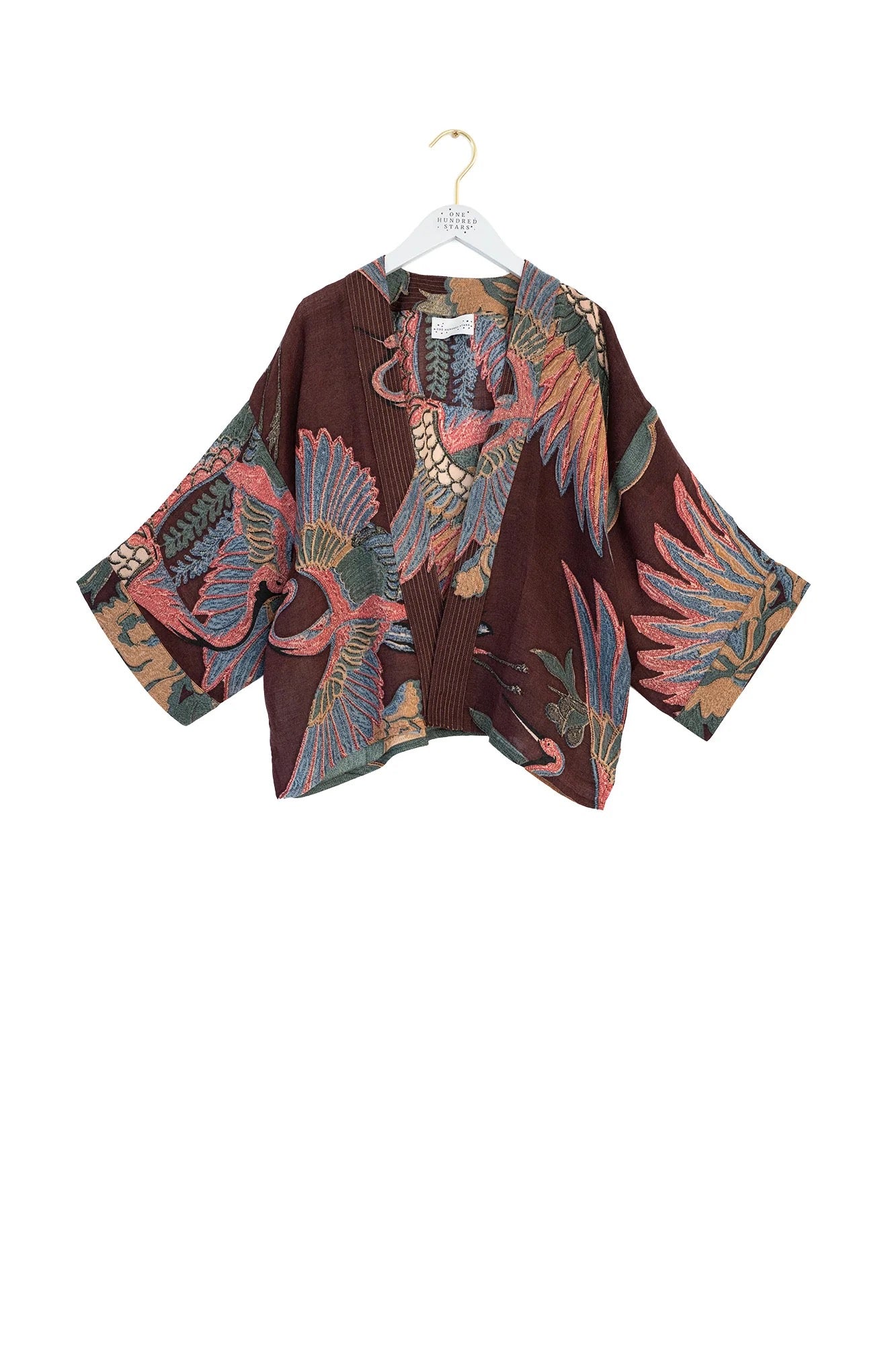 One Hundred Stars Kimono Plum Crane