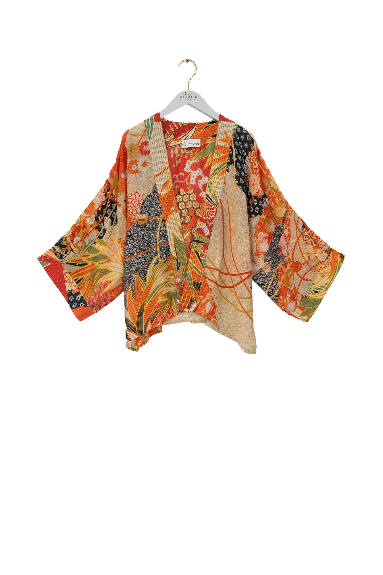 One Hundred Stars Kimono Fans Scarlet