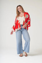 One Hundred Stars Kimono Stork Scarlet