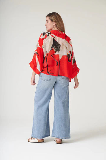 One Hundred Stars Kimono Stork Scarlet