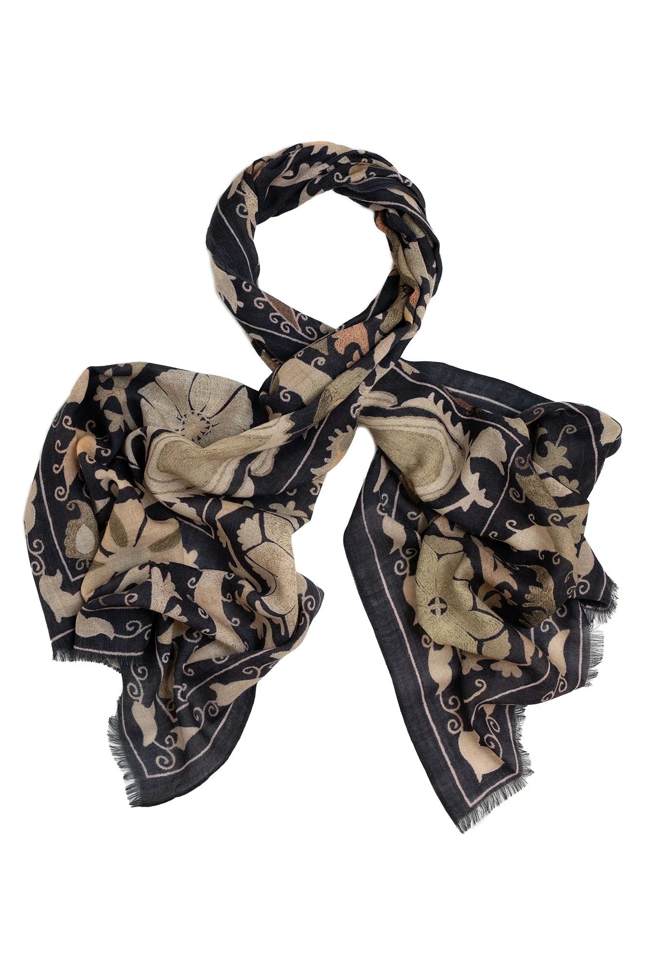 One Hundred Stars Wool Scarf Susani Charcoal