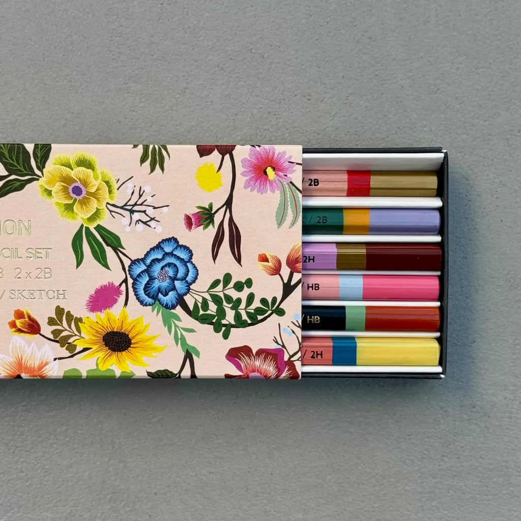 Botanical Floral Flower Tree of Life 6 Piece Pencil Set