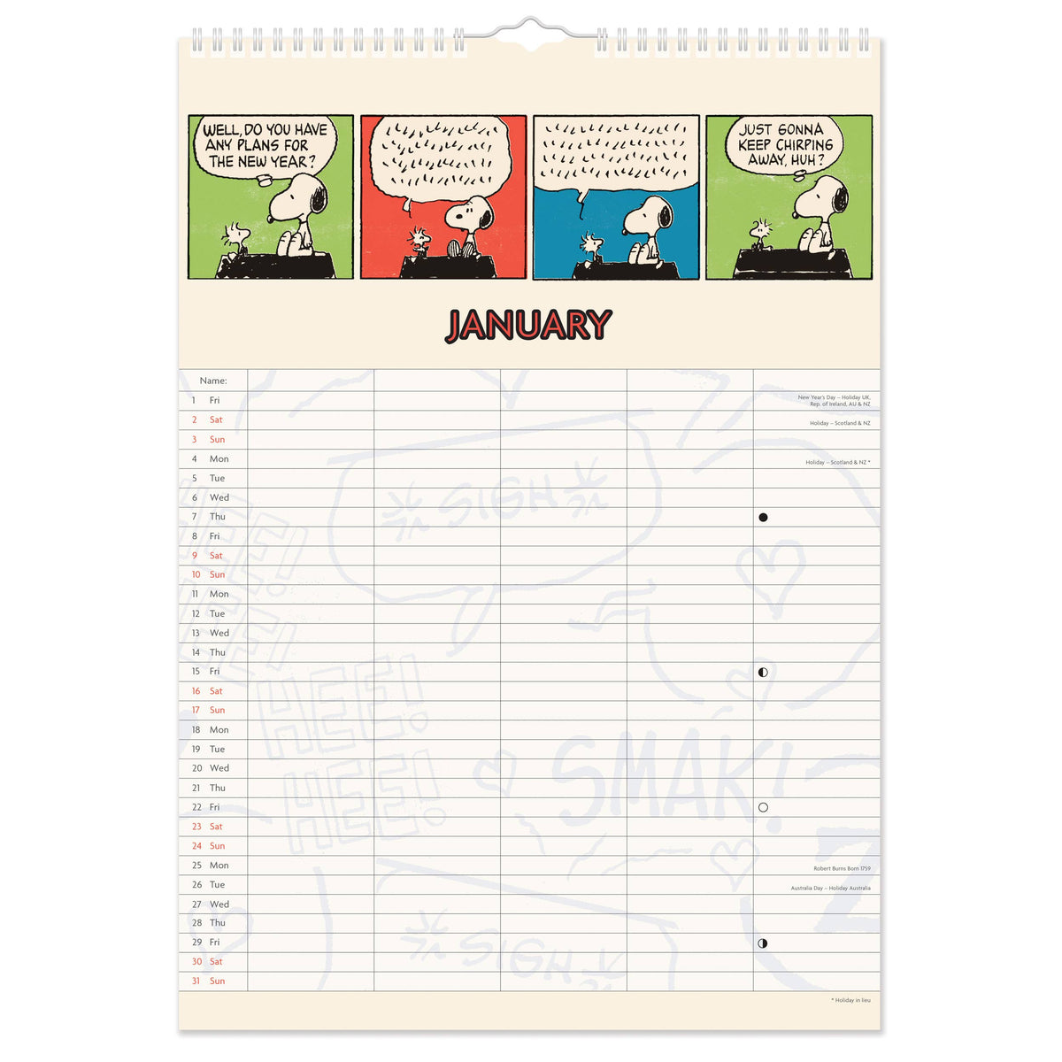 Peanuts 2027 Family Calendar