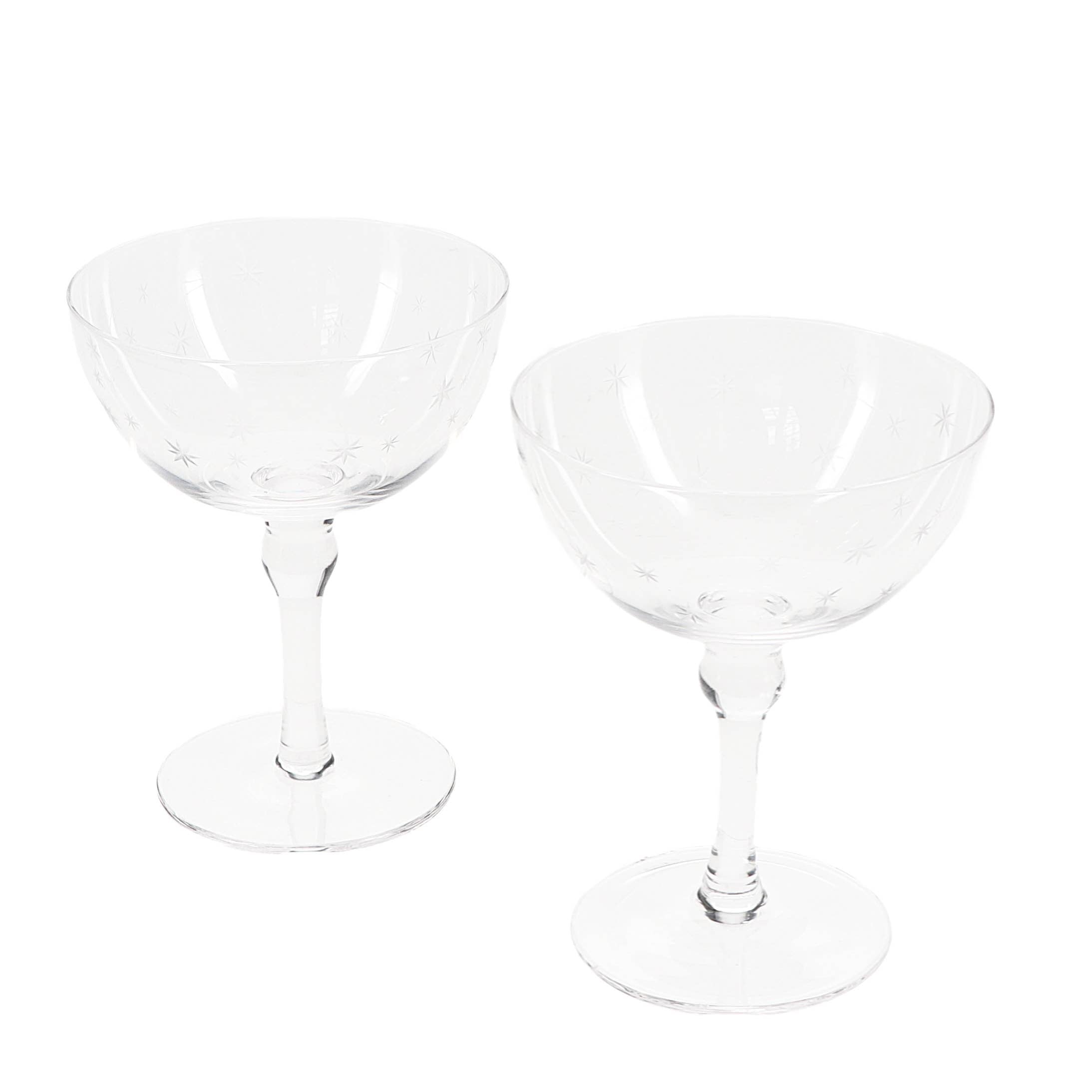 Pair of Etched Star Coupe Glasses