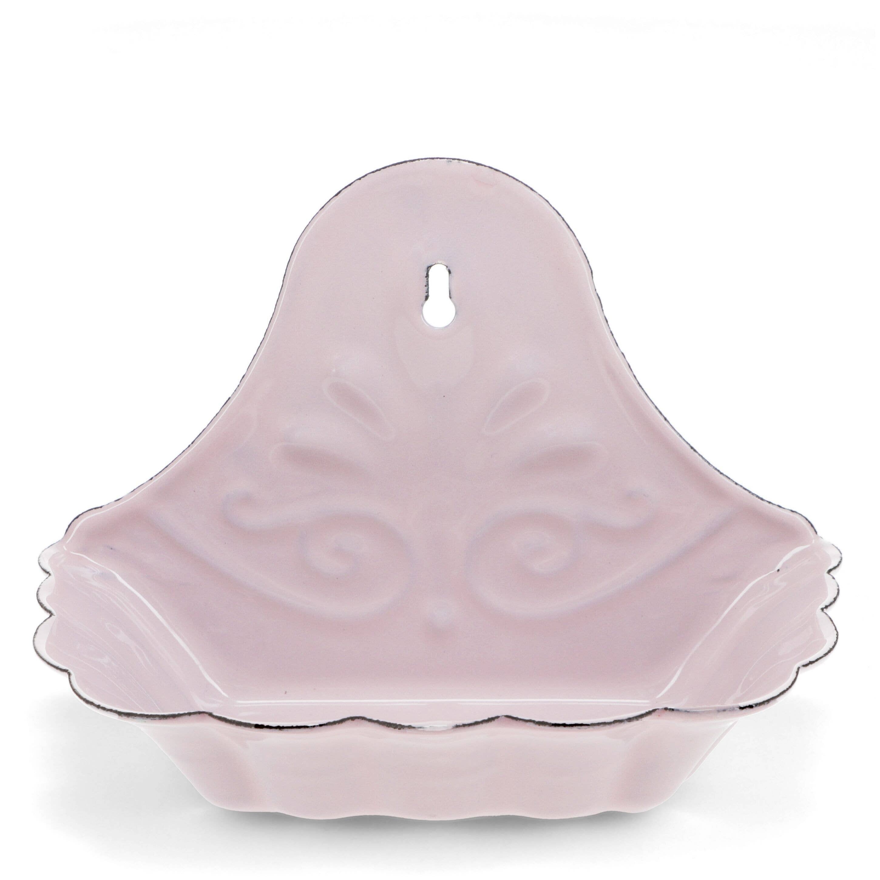 Wall-Mounted Pink Enamel Soap Dish