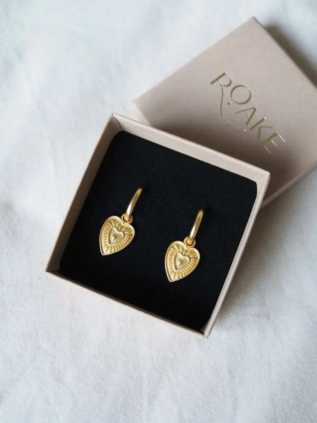 Roake Studio - Love Heart Gold Charm Earrings