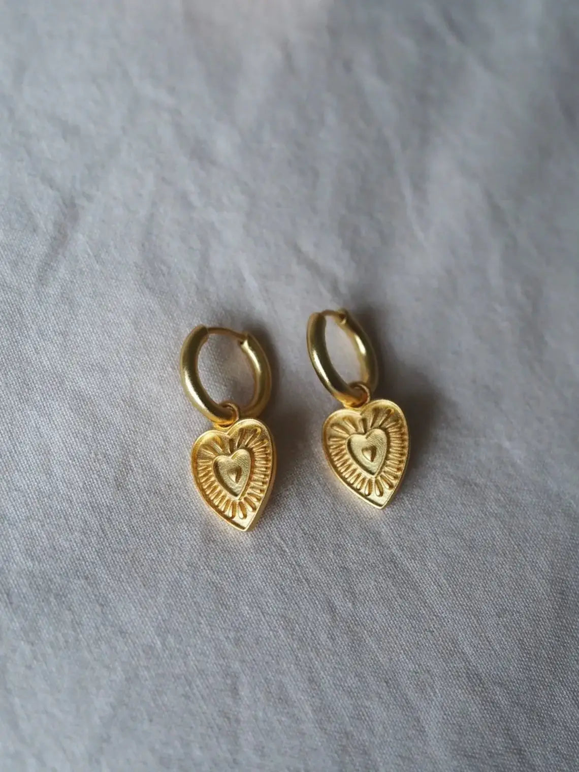 Roake Studio - Love Heart Gold Charm Earrings