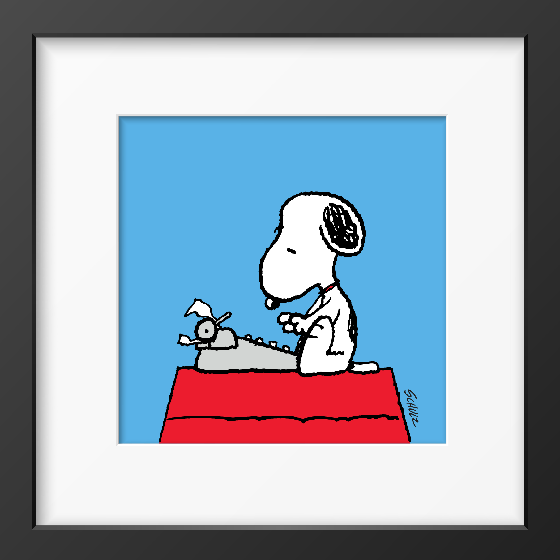 Snoopy Peanuts Framed Print Typewriter