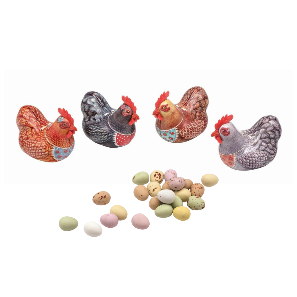 Hen Tins with Chocolate Eggs