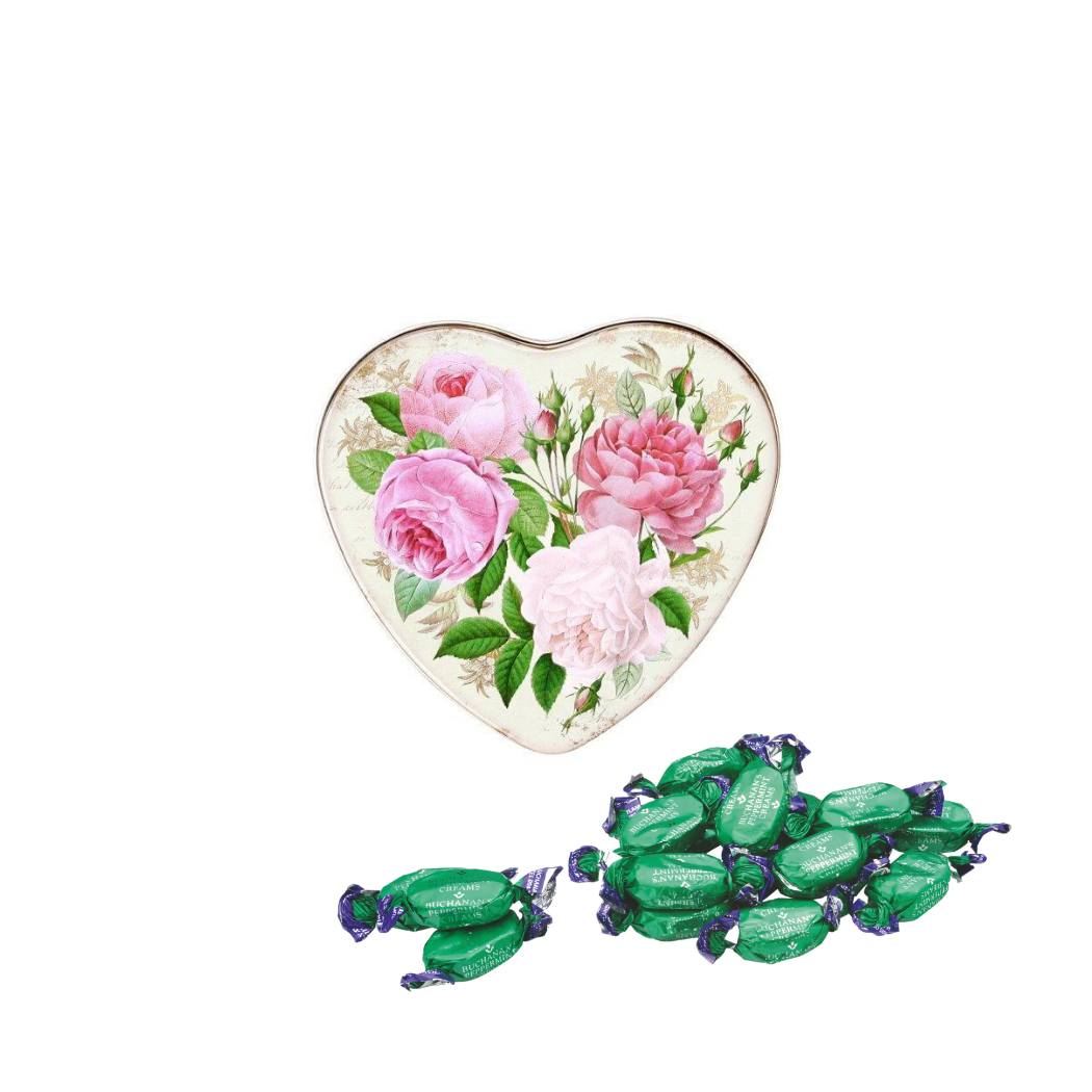 Nostalgia  Roses Heart Tin ~ Peppermint Creams