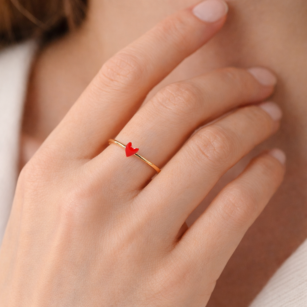 Grant Red Adjustable Heart Ring